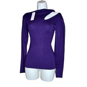 BCBGeneration BlackBerry Fitted Long Sleeve Sweater with Shoulder Cutout XS NWT
